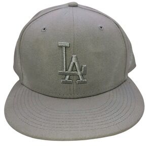 New Era 59FIFTY Los Angeles Dodgers Fitted Hat Grey MLB Size 7 5/8 60.6cm Cap